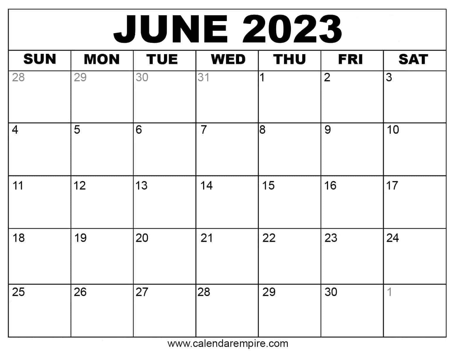 June Calendar 2023
